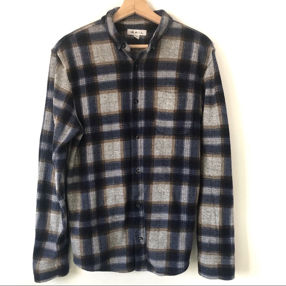 The Rail Other - The Rail Men's Plaid Flannel Blue Size Medium